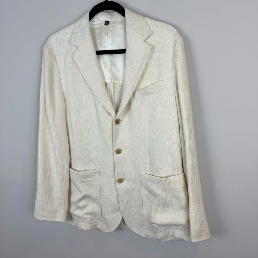 NWT J.Crew $498 Classic Fit Crosby Blazer Linen Twill Herringbone 36S Ivory BM29